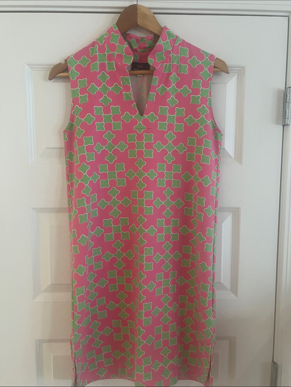 Pink & Green Patterned Sleeveless Shift Dress